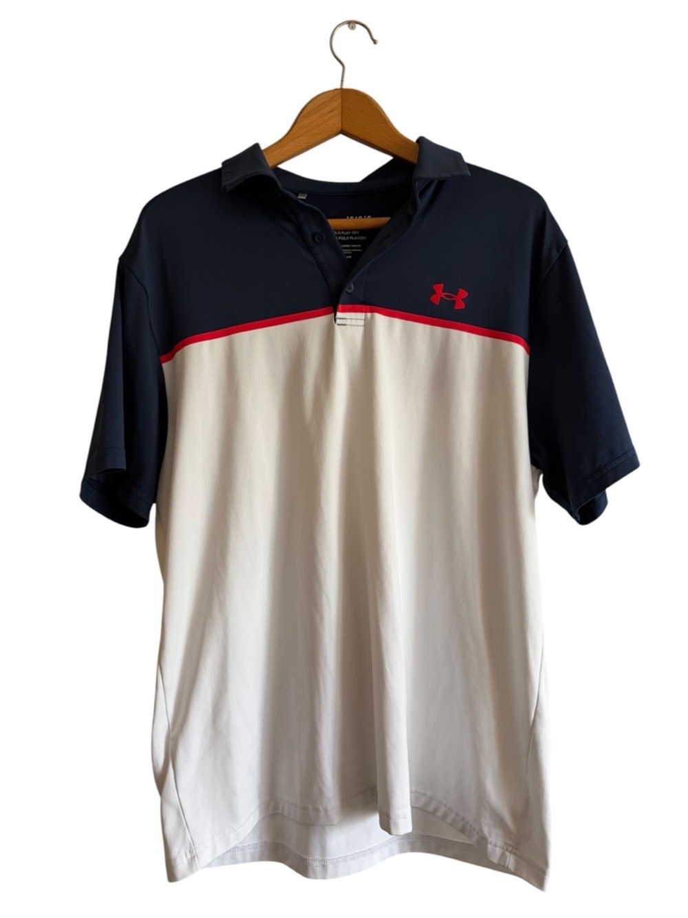 Under Armour Men’s Navy and White Polo Playoff  Short sleeve Sz L